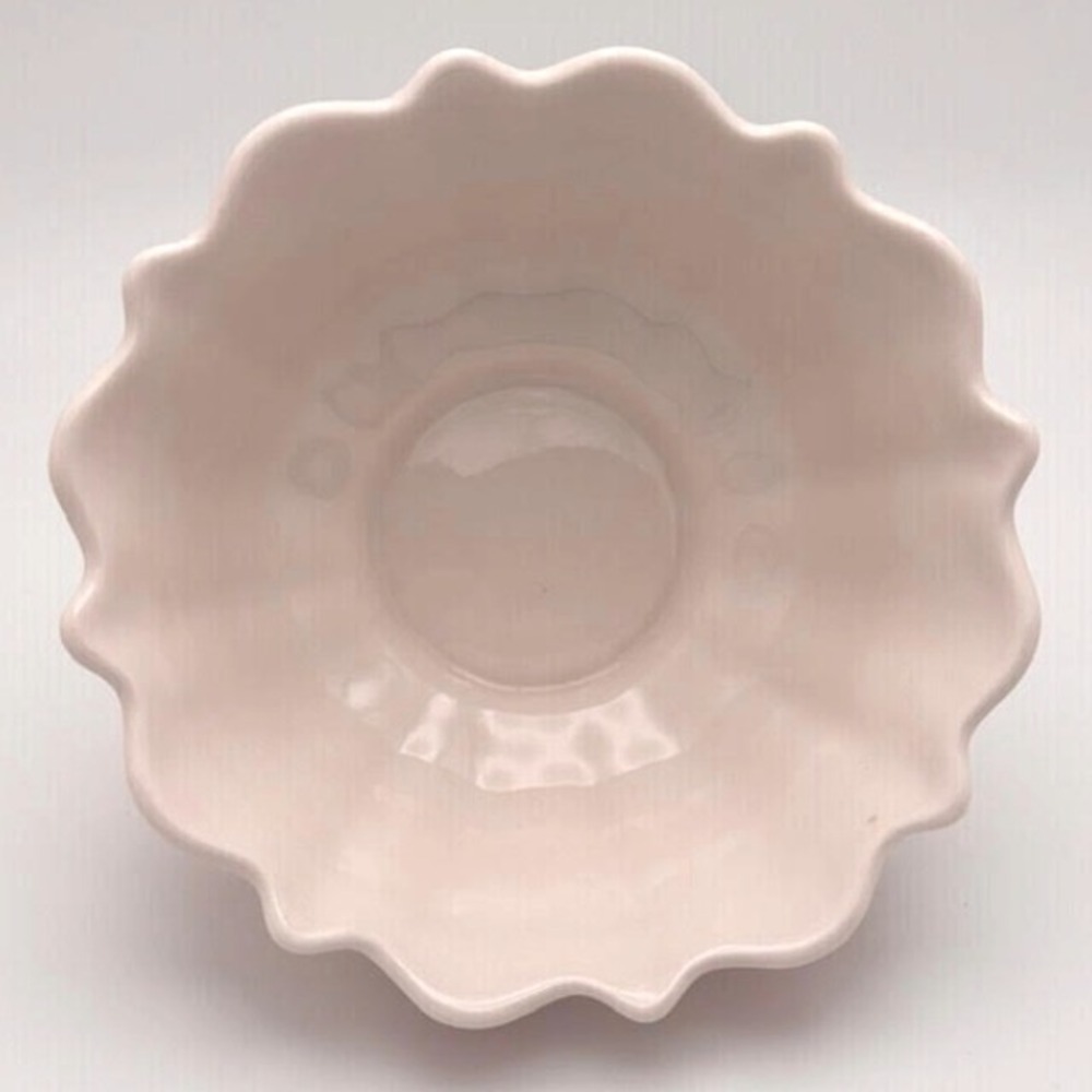 Vintage 2003 Starbucks Coffee Barista White Pink Scalloped Bowl Ruffled - Picture 2 of 4